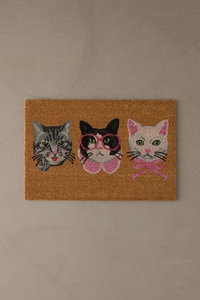 Urban Outfitters Sassy Cat Coir Doormat In Pink At  In Multi