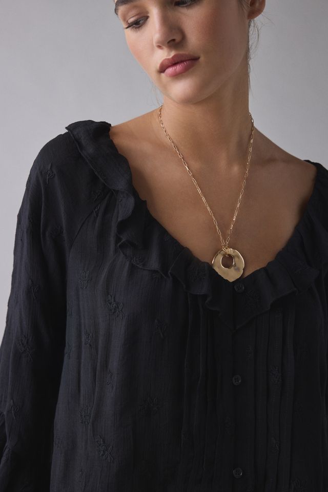 Kimchi Blue Joni Embroidered 3/4 Sleeve Ruffle Blouse #1