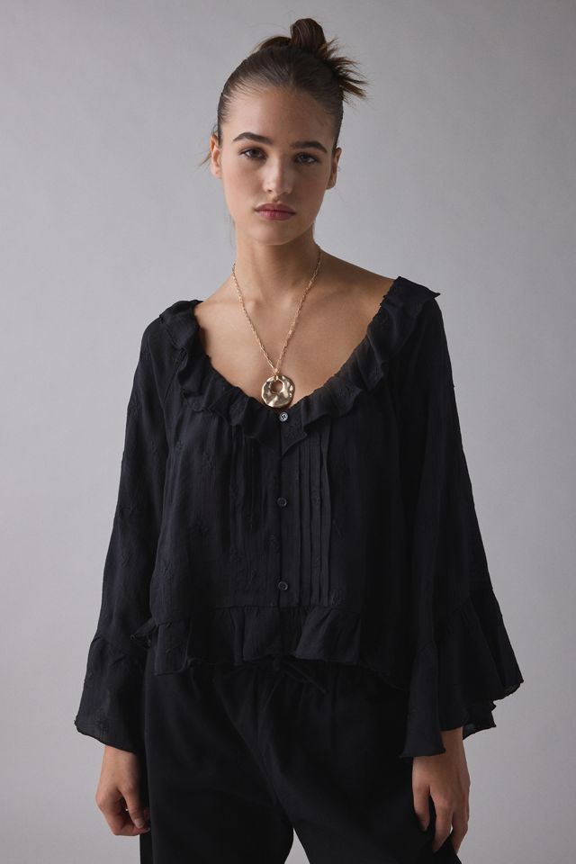 Kimchi Blue Joni Embroidered 3/4 Sleeve Ruffle Blouse #2