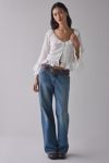 Kimchi Blue Joni Embroidered 3/4 Sleeve Ruffle Blouse