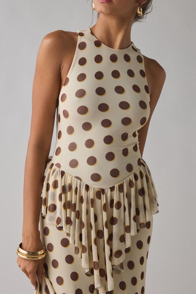 AFRM Bovina Asymmetrical Ruffle Mesh Maxi Dress #1