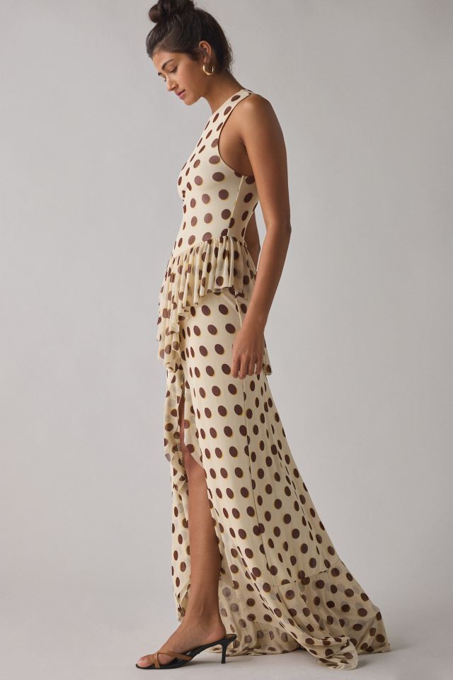 AFRM Bovina Asymmetrical Ruffle Mesh Maxi Dress #2