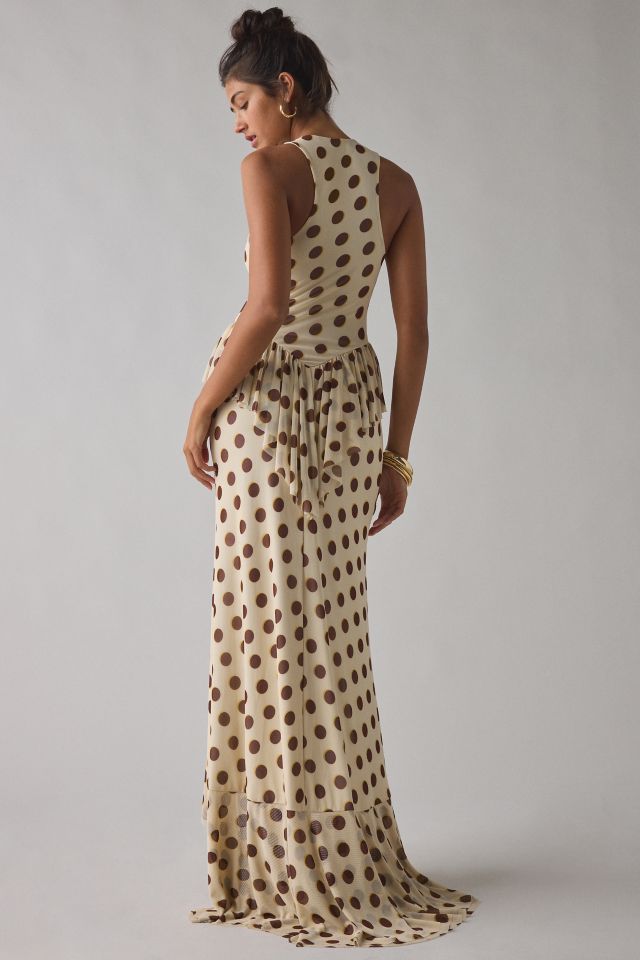 AFRM Bovina Asymmetrical Ruffle Mesh Maxi Dress #3