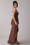 metallic dress fabric Shayla Metallic Jersey Corseted Floor Length Dress