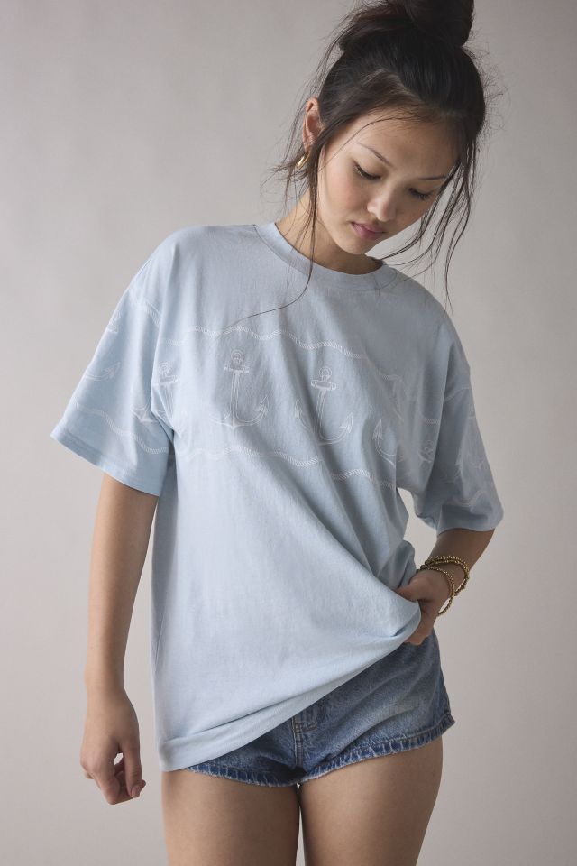 Anchors Graphic Oversized Cotton T-Shirt Dress #3
