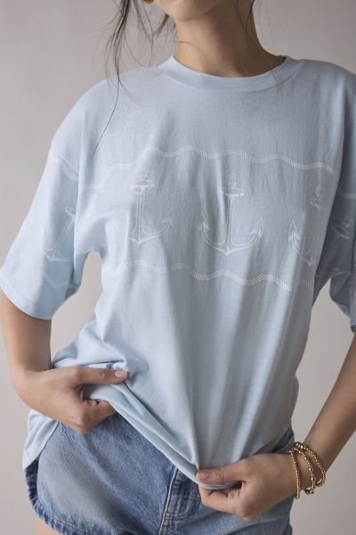 Anchors Graphic Oversized Cotton T-Shirt Dress