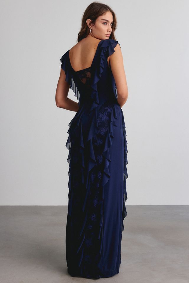 AFRM Trisa Lace Trim Ruffle Maxi Dress #2