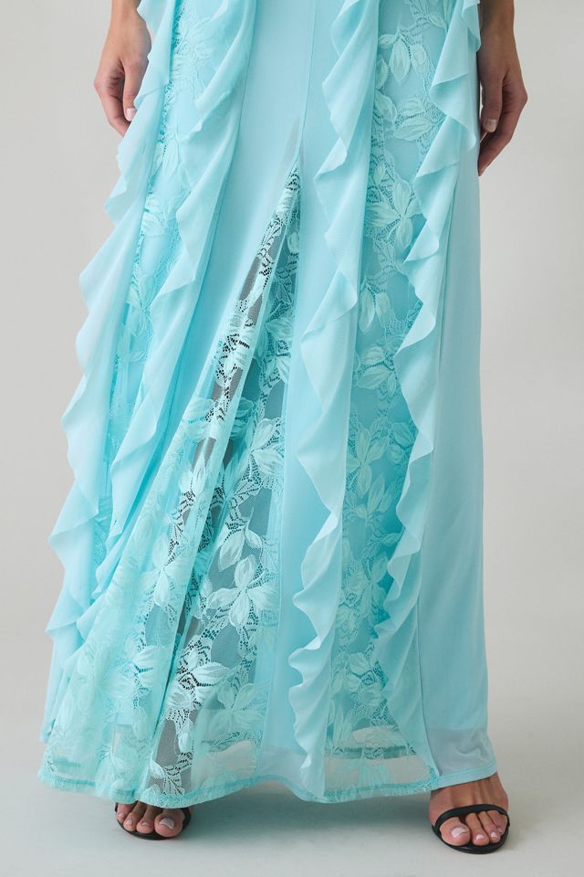 Robe longue AFRM Trisa Cappuccino à volants et garniture en dentelle #4