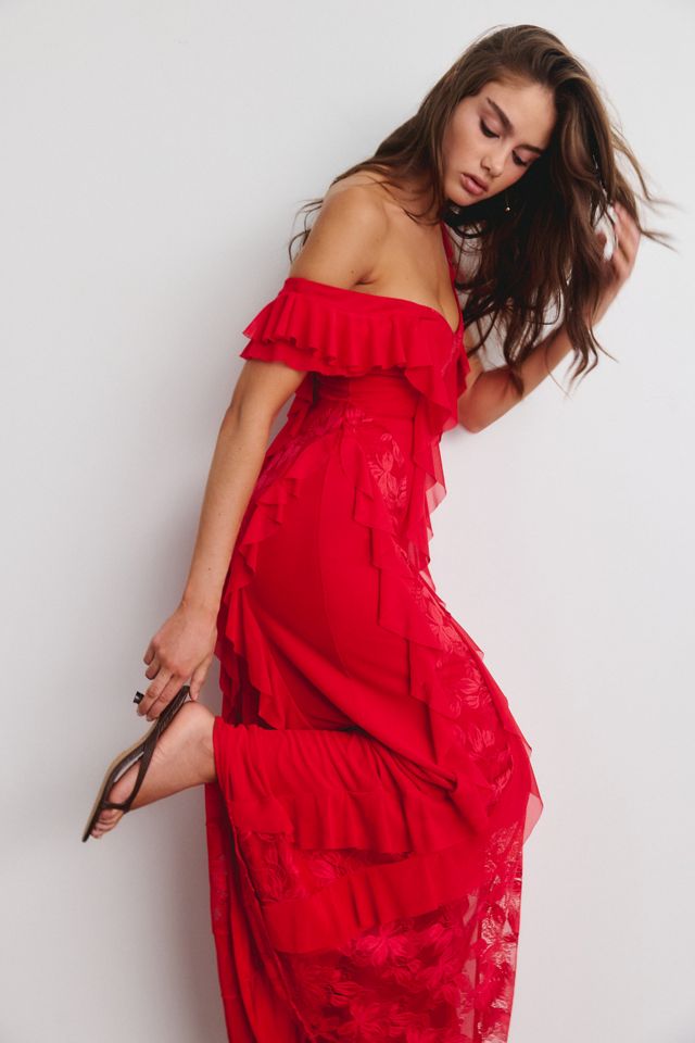 AFRM Trisa Lace Trim Ruffle Maxi Dress #1