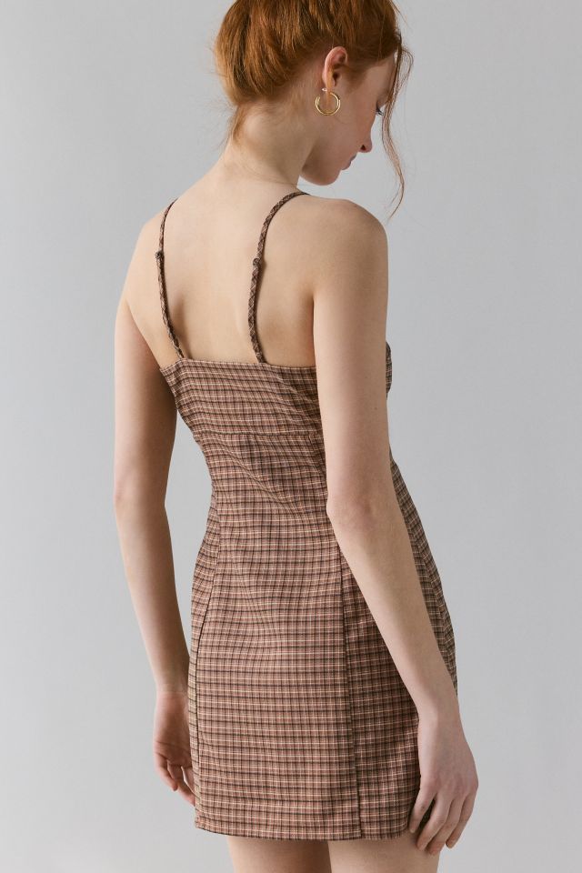 UO Kaelli Plaid Square Neck Cami Mini Dress #3