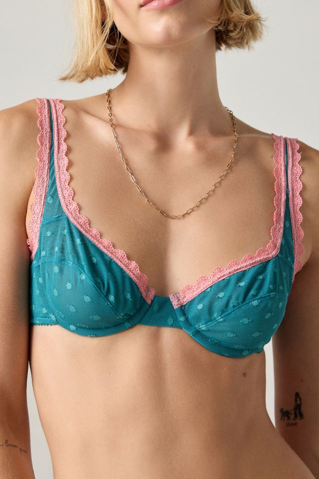 Mucci Emilia Lace Trim Swiss Dot Mesh Underwire Bra #1
