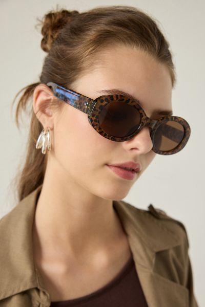 Mia Leopard Oval Sunglasses