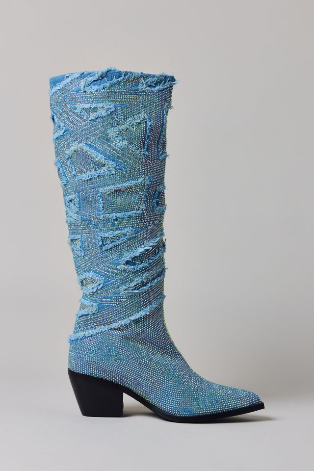 Azalea Wang Domingo Rhinestone Denim Cowboy Boot #2