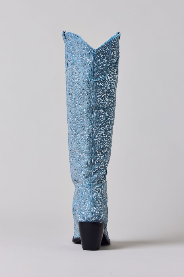 Azalea Wang Louella Embellished Denim Cowboy Boot #4