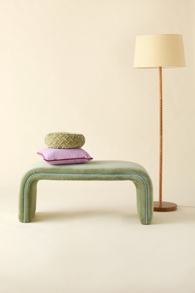 Urban Outfitters Jane Velvet Upholstered Bench In Green At  In Green