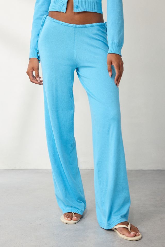 Frankies Bikinis Blue Vanilla Breeze Low-Rise Knit Pant #1