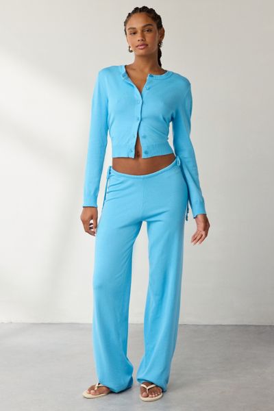 Frankies Bikinis Blue Vanilla Breeze Low-Rise Knit Pant