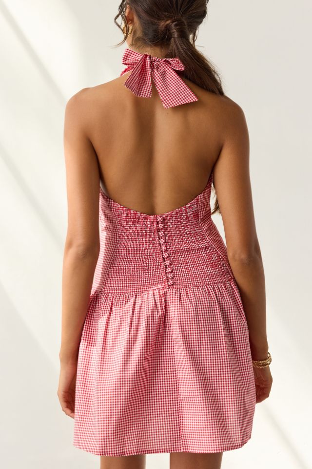 Frankies Bikinis Scout Cotton Gingham Halter Mini Dress #2
