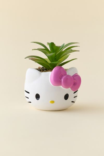 Sanrio Hello Kitty Head Shaped Succulent Planter In White At Urban Outfitters