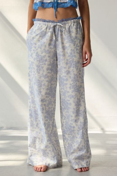 Out From Under Hearts Desire Cotton Pajama Pant In Blue Print, Women's At Urban Outfitters In Blue