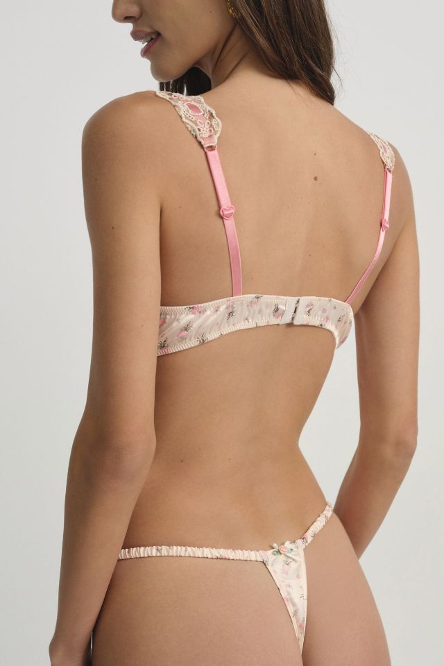 For Love & Lemons Peaches And Cream Lace Trim Thong #1