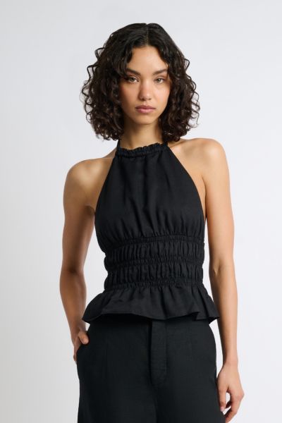 Onia Air Linen Smocked Halter Top