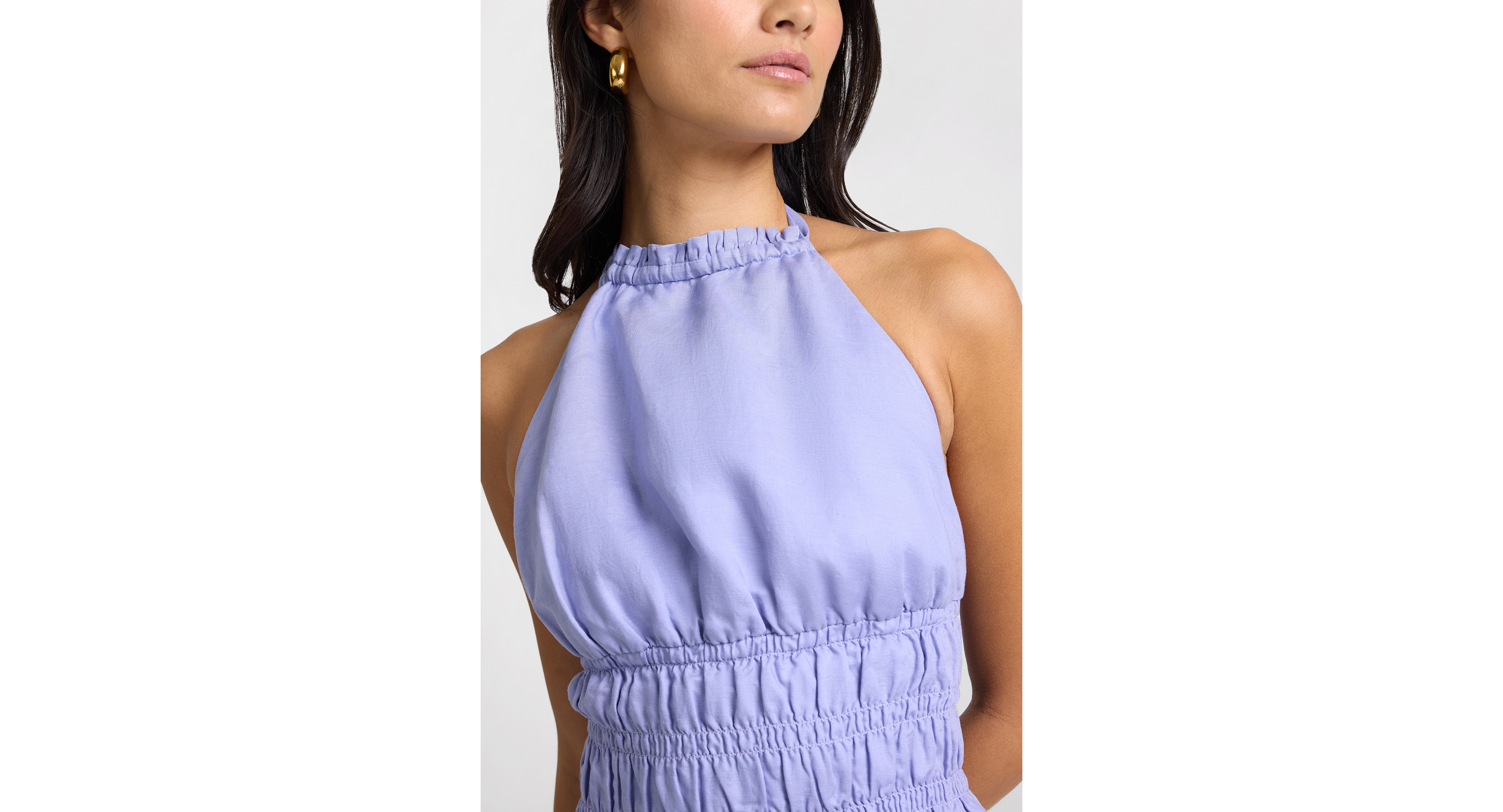 Onia Air Linen Smocked Halter Top