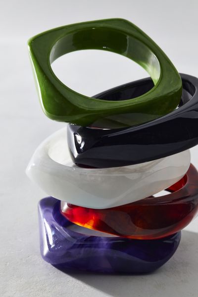 Urban Outfitters Iris Acrylic Chunky Bangle Bracelet In Lime, Women's At  In Animal Print