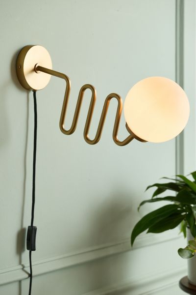 Urban Outfitters Wiggle Globe Sconce In Neutral At  In Gold