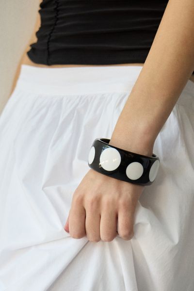 Urban Outfitters Polka Dot Chunky Bangle Bracelet In Black, Women's At