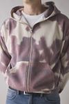 BDG Cow Print Patterned Full Zip Hoodie Sweatshirt