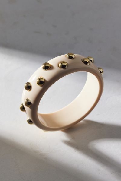 Urban Outfitters Studded Acrylic Bangle Bracelet In Ivory, Women's At  In White