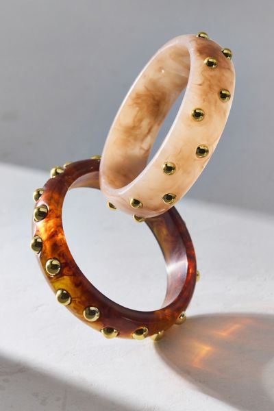 Urban Outfitters Studded Acrylic Bangle Bracelet In Brown, Women's At  In Brown