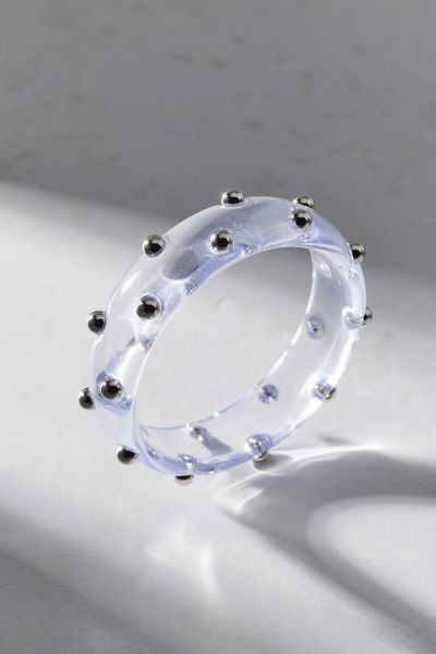 Urban Outfitters Studded Acrylic Bangle Bracelet In Clear, Women's At  In Transparent