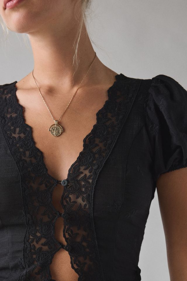 Kimchi Blue Aurelia Lace Trim Puff Sleeve Blouse #1