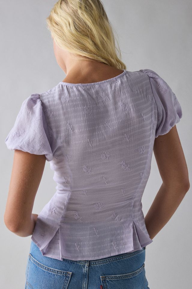 Kimchi Blue Aurelia Lace Trim Puff Sleeve Blouse #3