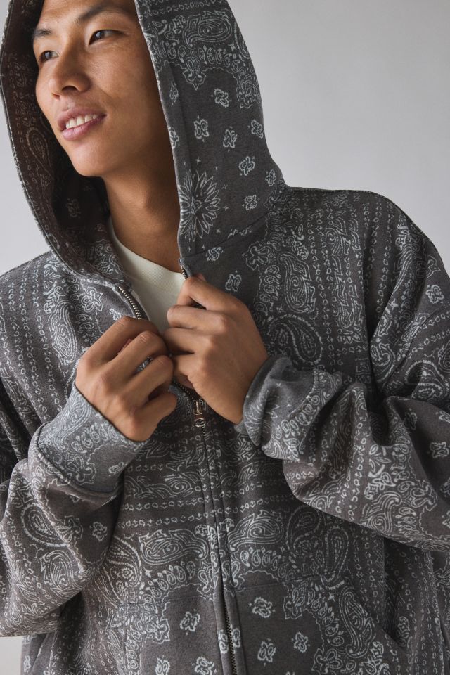 BDG Paisley Pattern Full-Zip Hoodie Sweatshirt #3