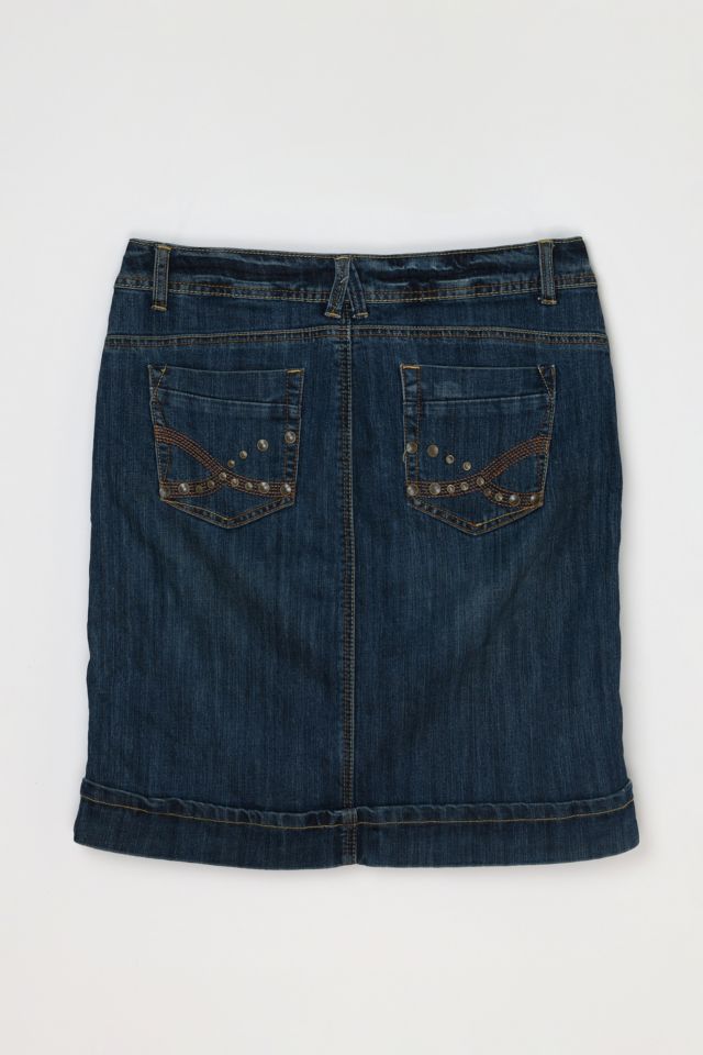 Vintage Y2k Studded Dark Wash Denim Mini Skirt | Urban