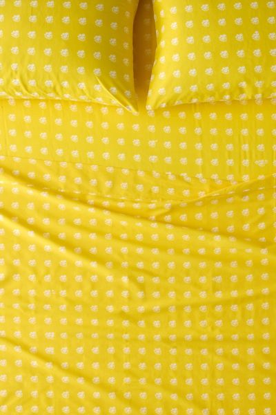 Urban Outfitters Posies On Yellow Brushed Cotton Sheet Set In Yellow At