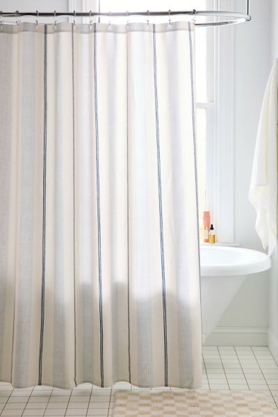 Urban Outfitters Ivy Striped Patterned Shower Curtain In Cream At