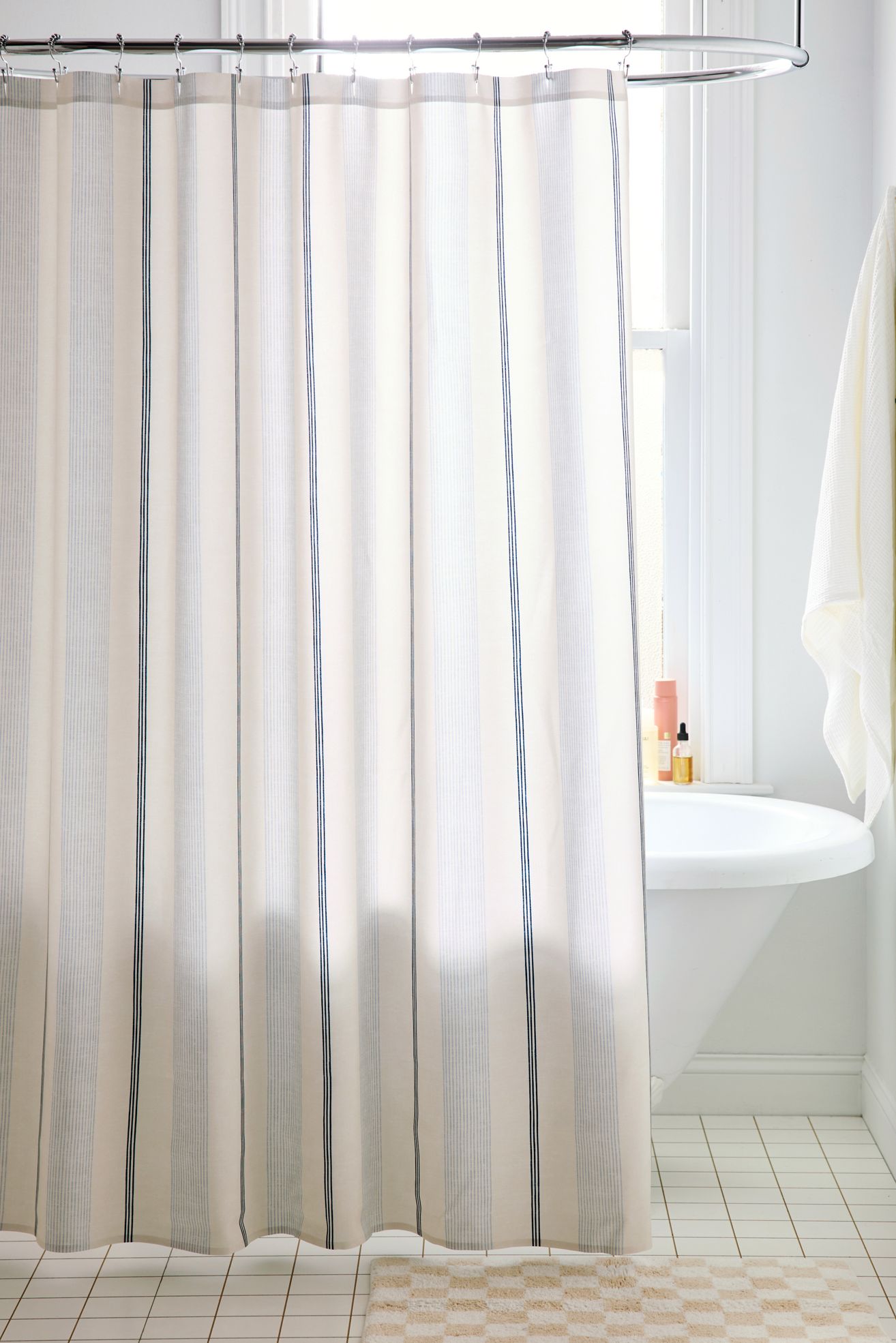 Ivy Striped Patterned Shower Curtain - Cream, Regular, 74X71