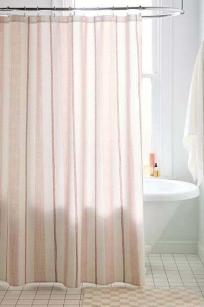 Urban Outfitters Ivy Striped Patterned Shower Curtain In Rose At