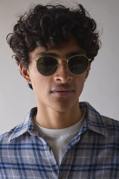 Ray Ban Round Metal Sunglasses In Legend Gold, Men's At Urban Outfitters In Gold