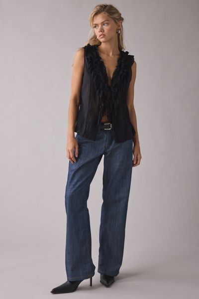 Kimchi Blue Clara Cascading Ruffle Tie-Front Tank Top