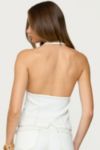 Edikted Ciel Split Front Denim Halter Top