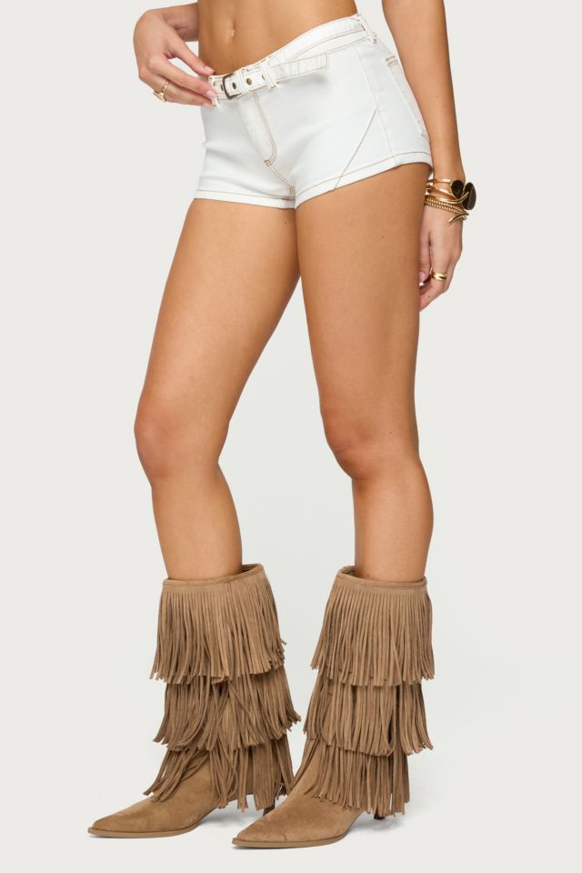 Edikted Ciel Low Rise Denim Micro Shorts #2