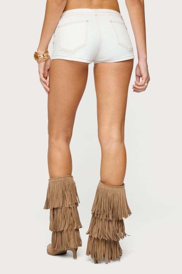 Edikted Ciel Low Rise Denim Micro Shorts #4