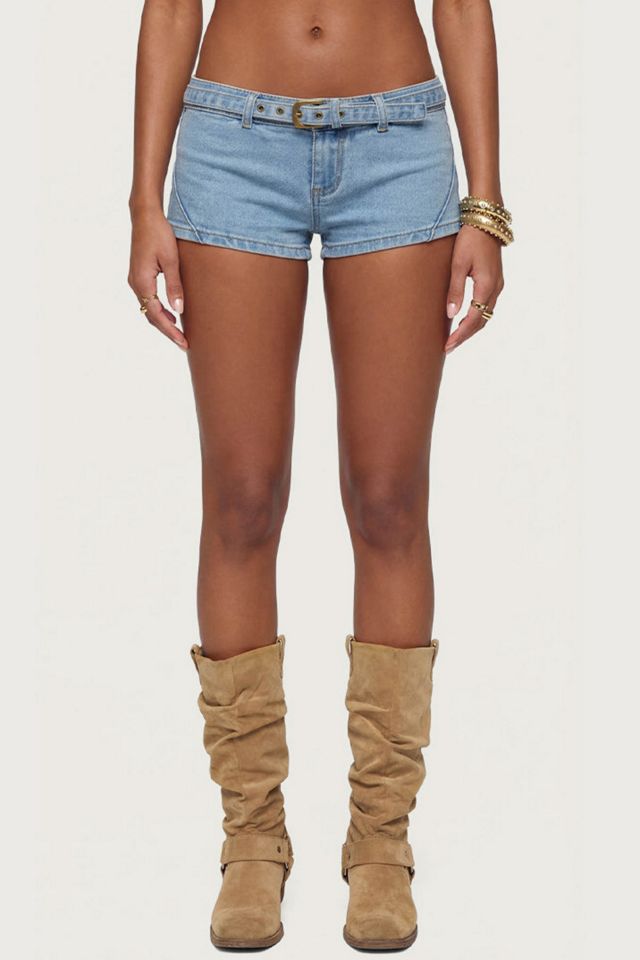 Edikted Ciel Low Rise Denim Micro Shorts #1