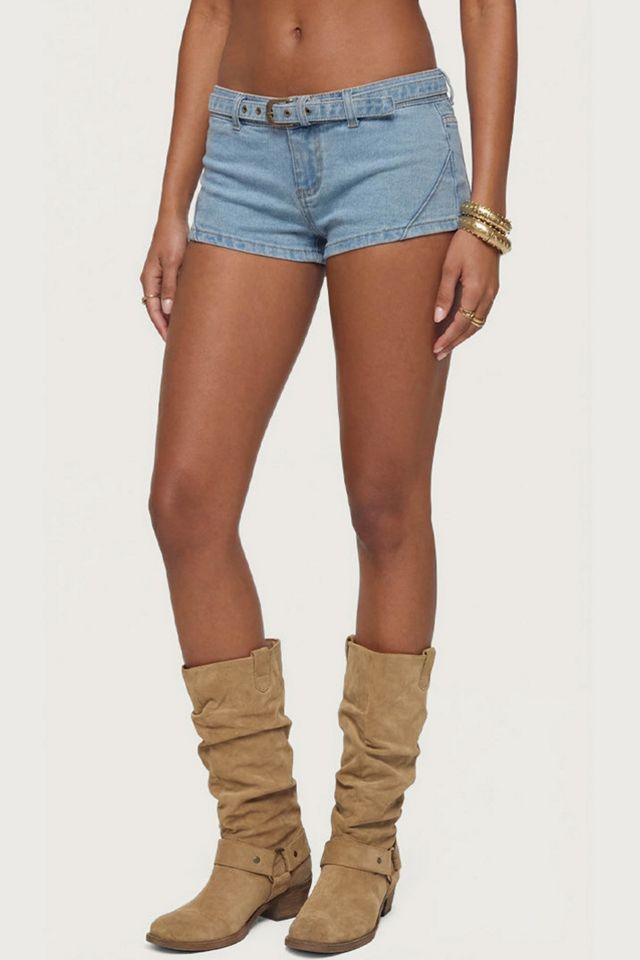 Edikted Ciel Low Rise Denim Micro Shorts #2