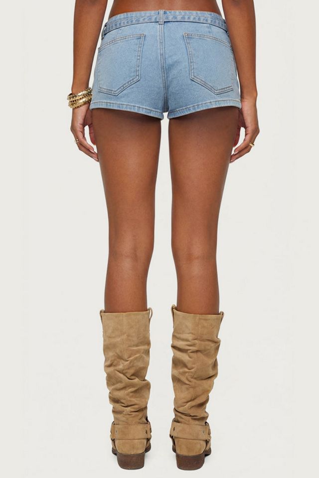 Edikted Ciel Low Rise Denim Micro Shorts #3